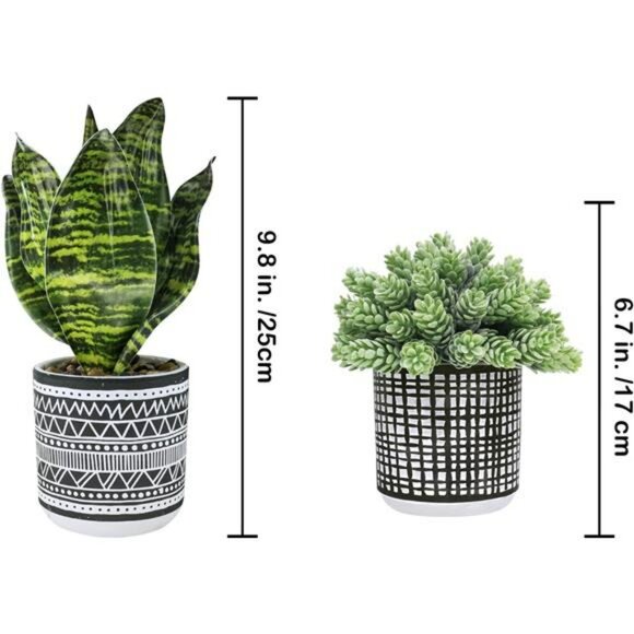 Set of 3 small artificial succulent potted plants faux greenery for home office - Picture 3 of 8